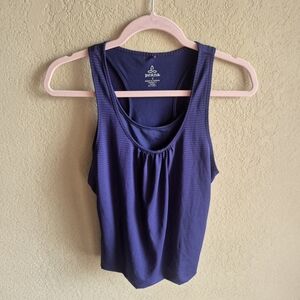 prAna Purple Stripe Racerback Yoga Tank Built-in Bra S